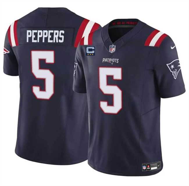 Men & Women & Youth New England Patriots #5 Jabrill Peppers Navy F.U.S.E. With 3-Star C Patch Vapor Limited Stitched Jersey